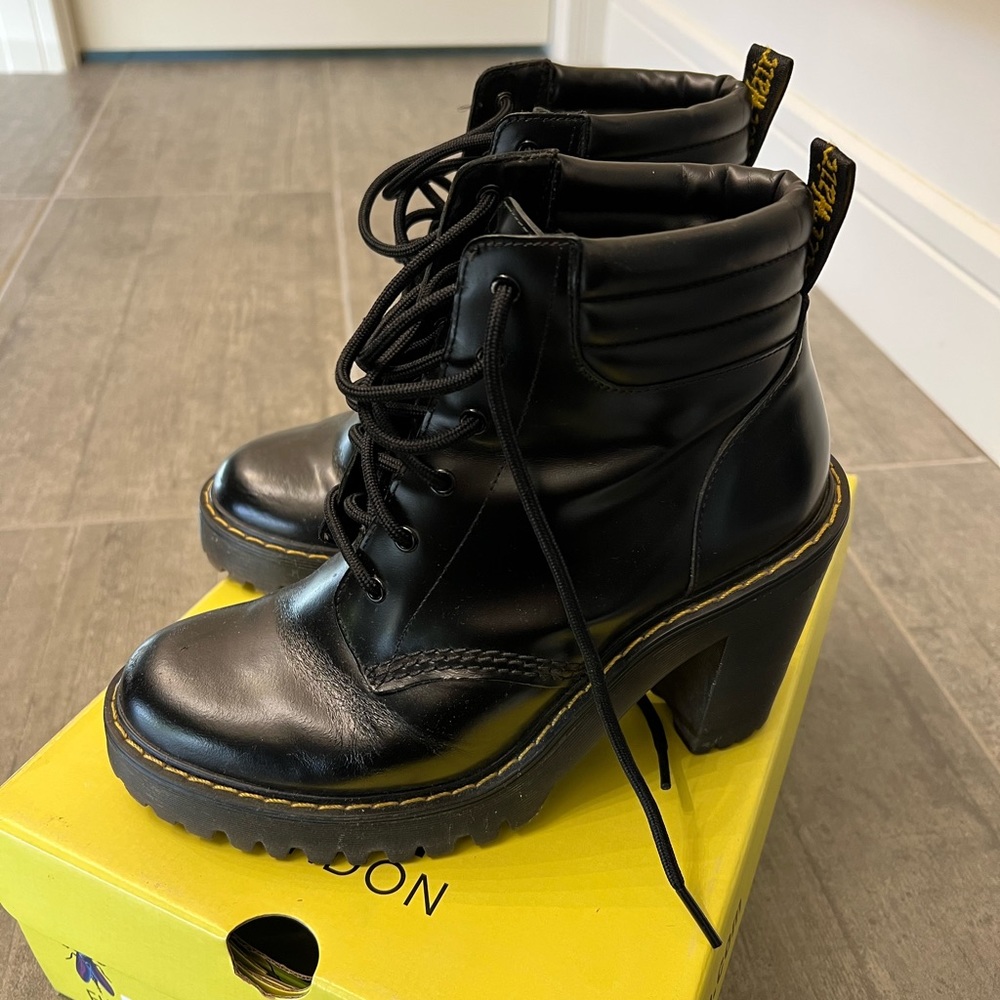 Dr. Martens Black Leather Lug Heel Ankle Boots